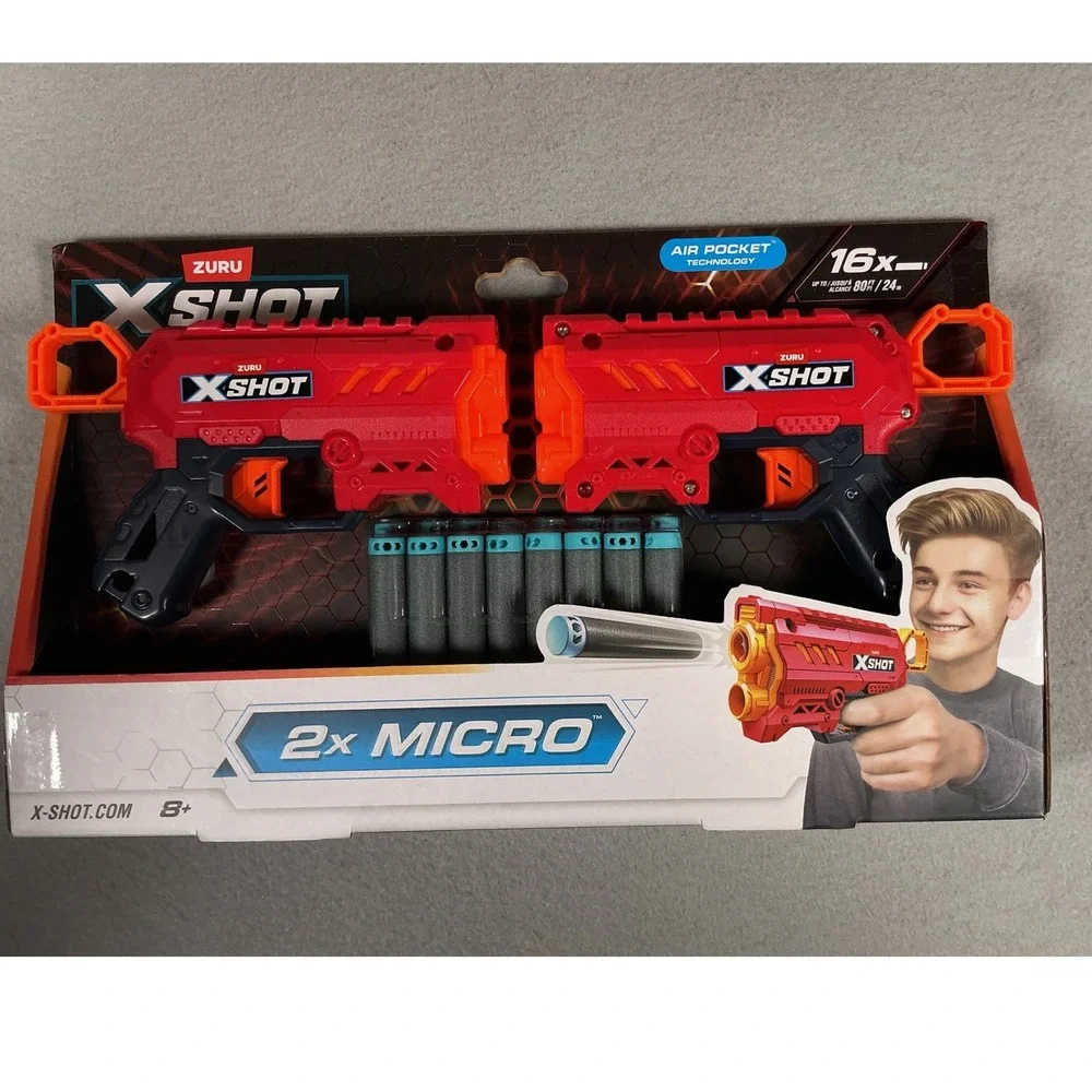 ZURU X-Shot Excel Micro 2 Pack Foam Dart Toy Blasters 16 Darts Ages 8+